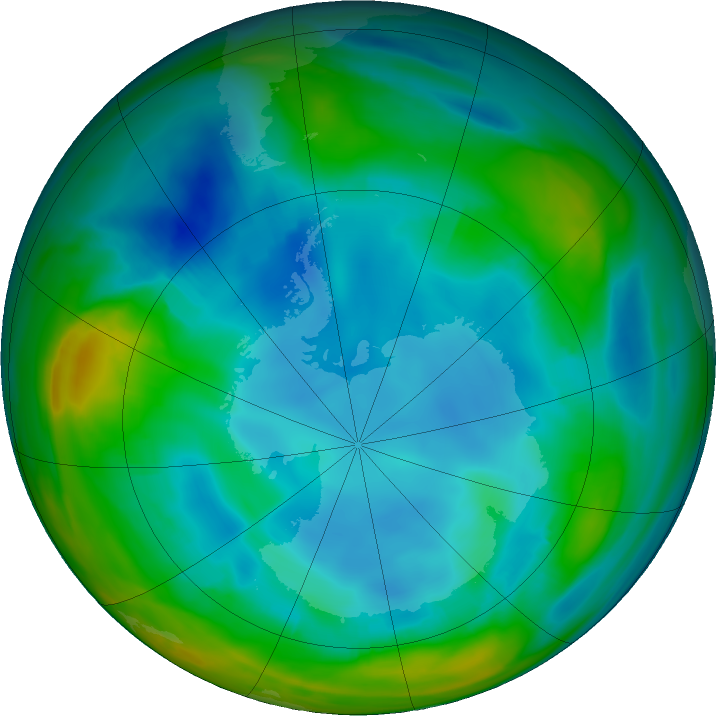Antarctic ozone map for 26 July 2021